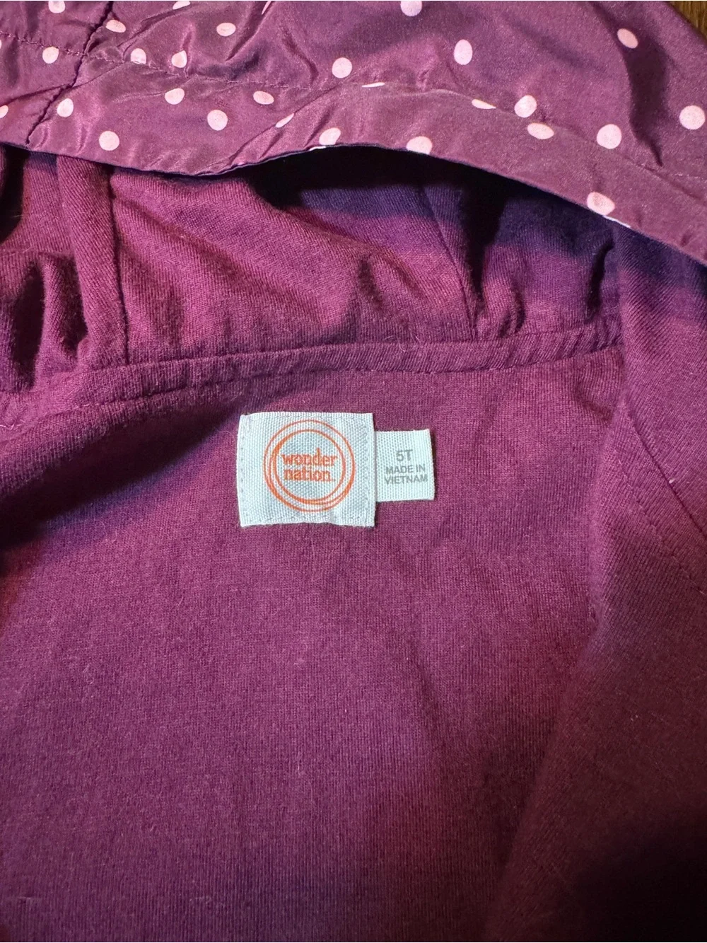 Wonder Nation Girls Size 5T Purple Polka Dot Hooded Jacket